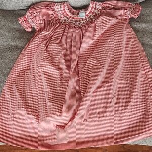 Vintage red plaid Sweet Angela smocked long dress 12mos